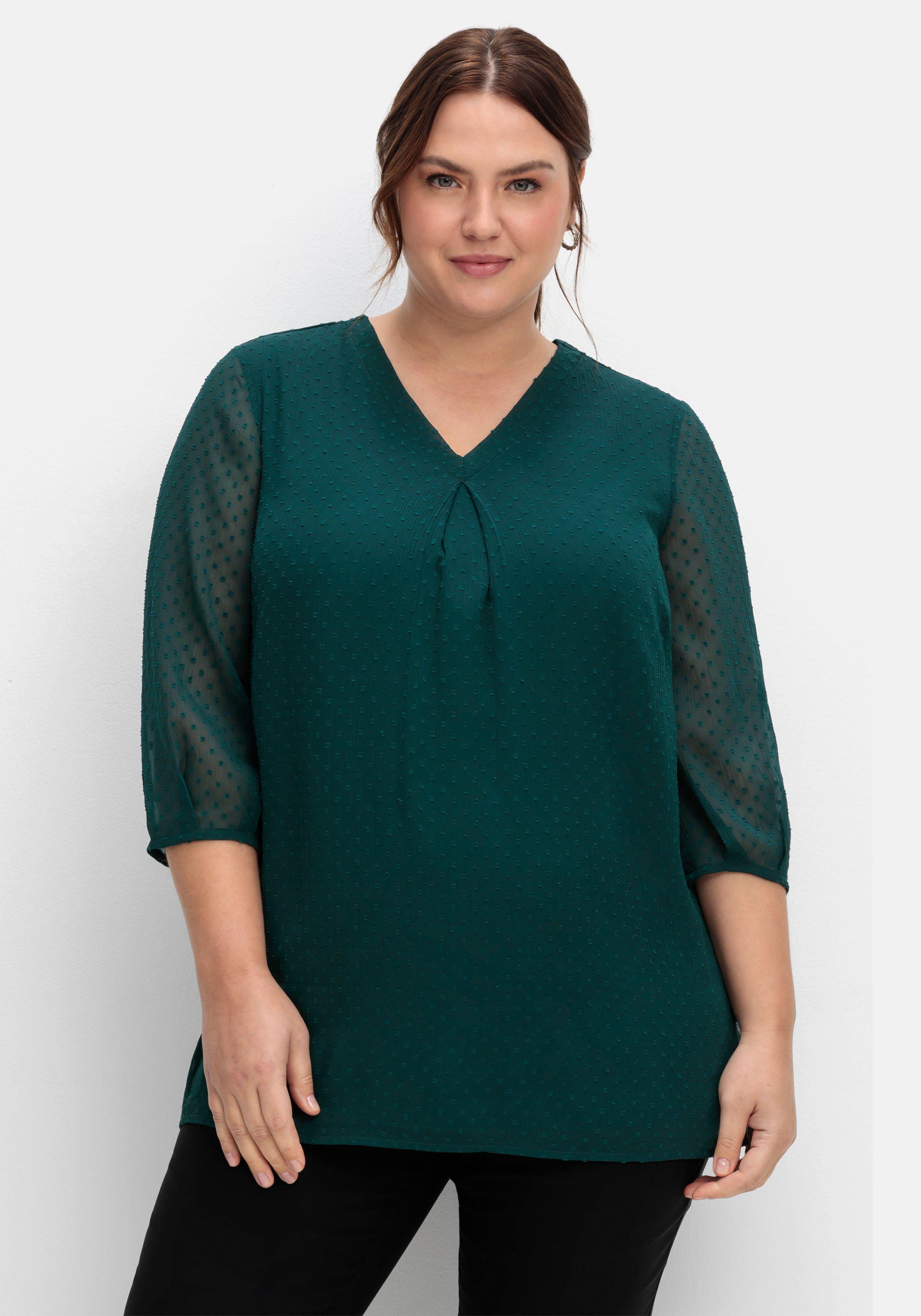 Tunika mit Chiffon-Ärmeln und Kellerfalte