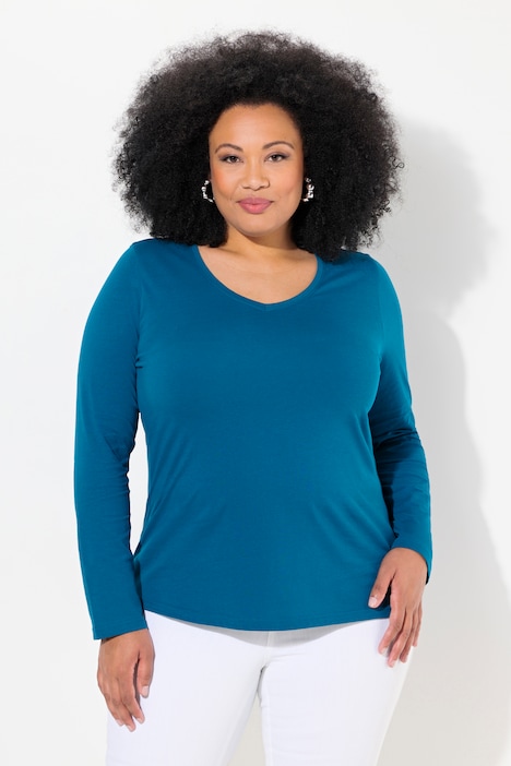 Shirt, Slim, V-Ausschnitt, Langarm