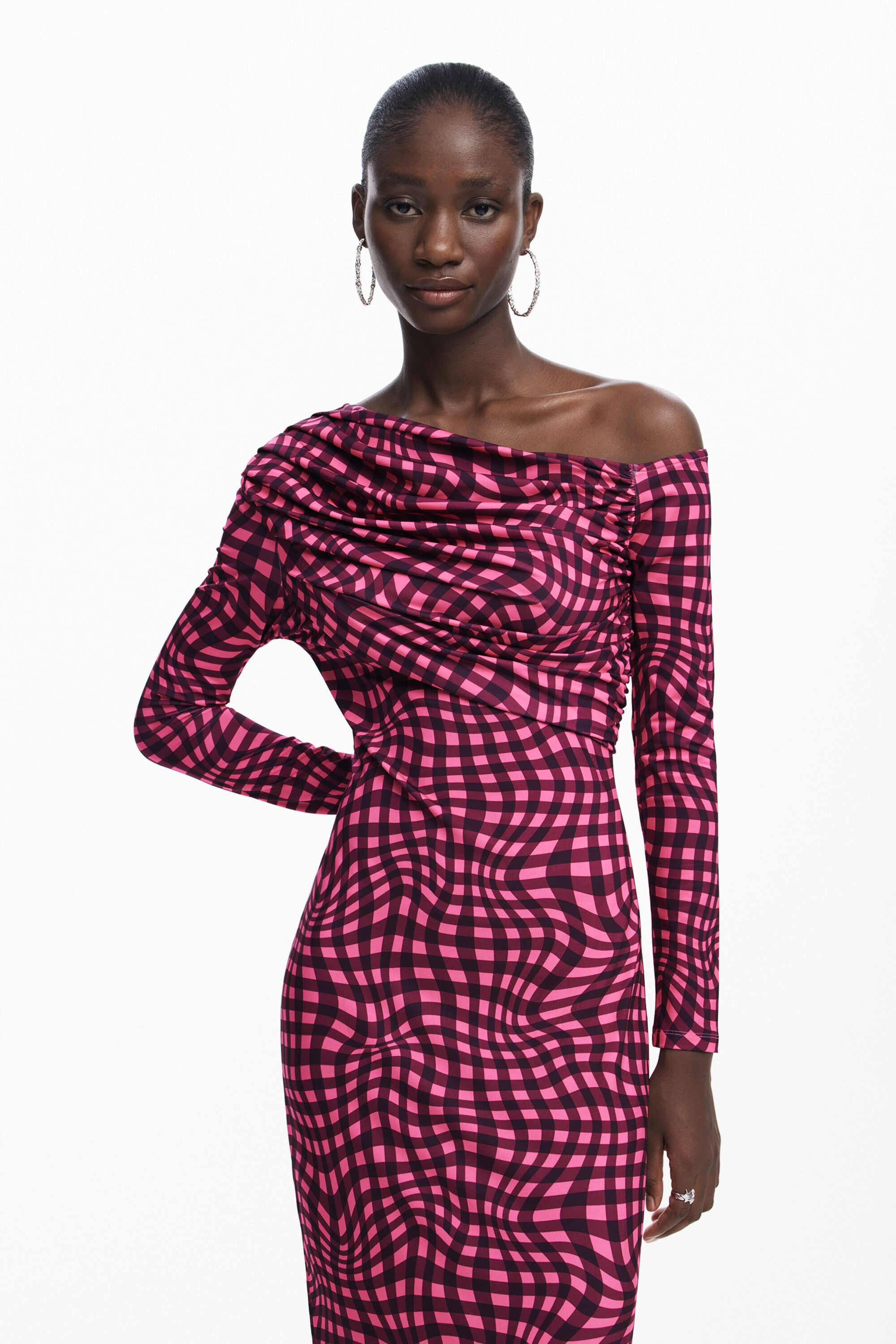 Vestido xadrez psicodélico