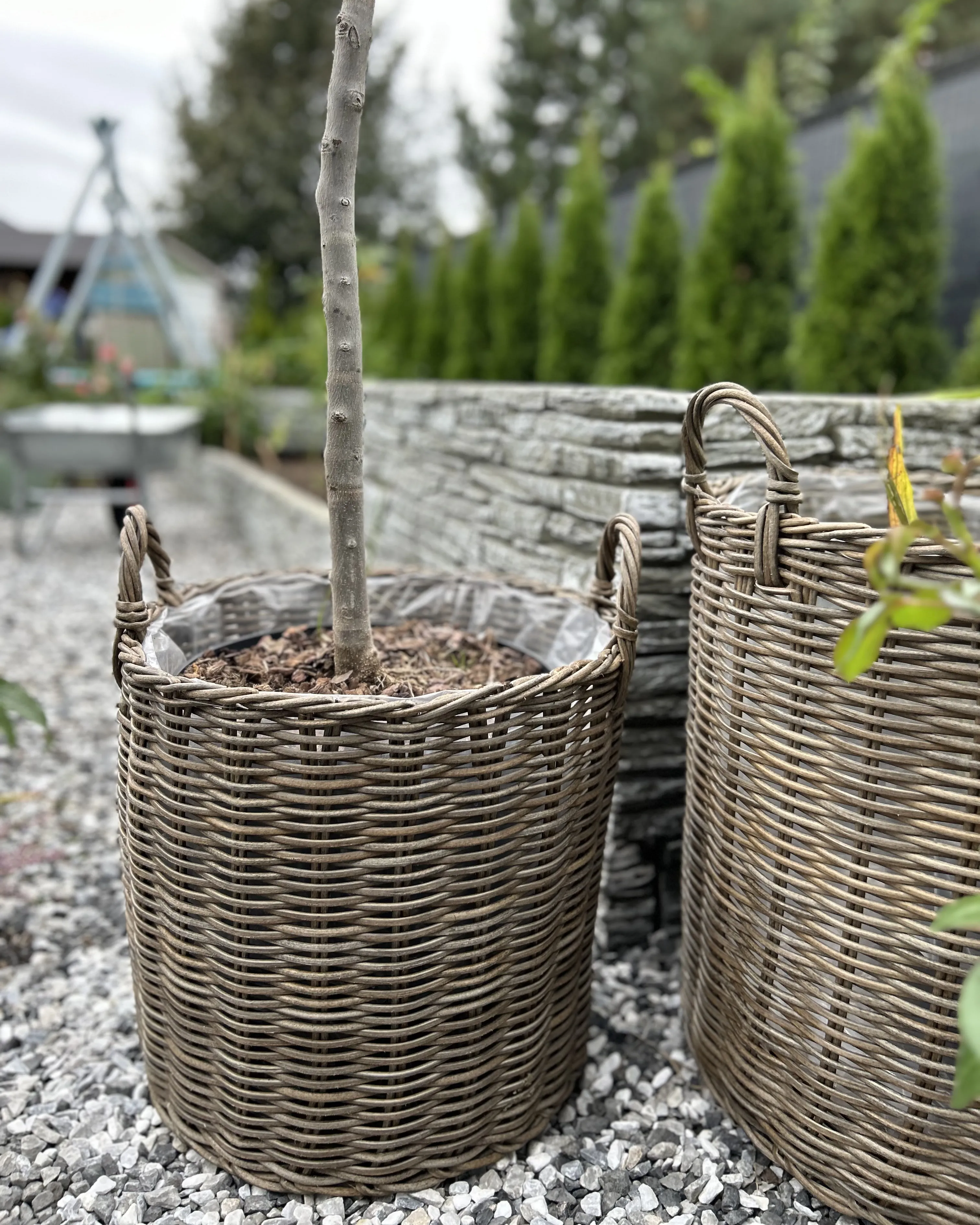 Set van 2 bloempotten BITOLA PE rotan 40/48 cm Bruin