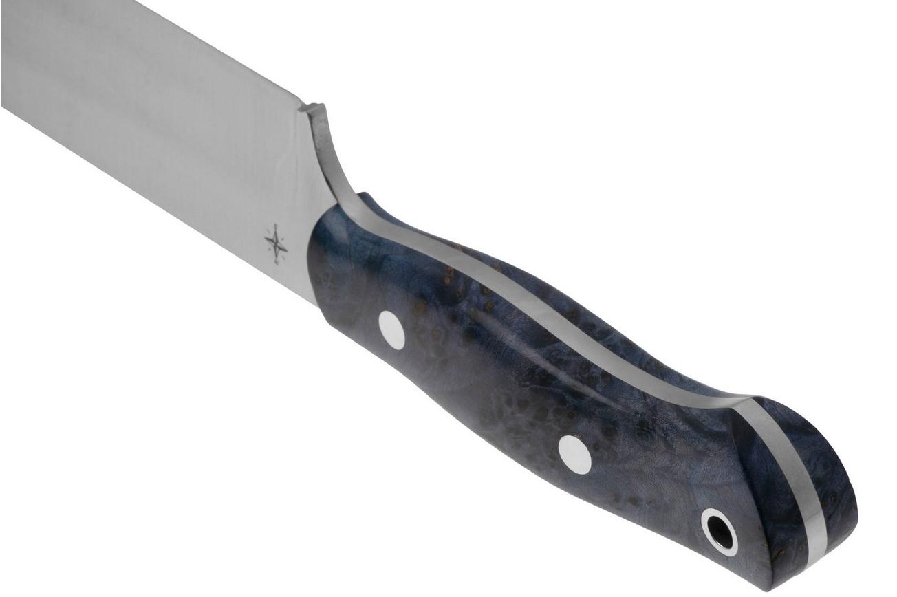 Bark River Aurora 3, 06-321BGB CPM 3V, Blue and Gold Burl, vaststaand mes