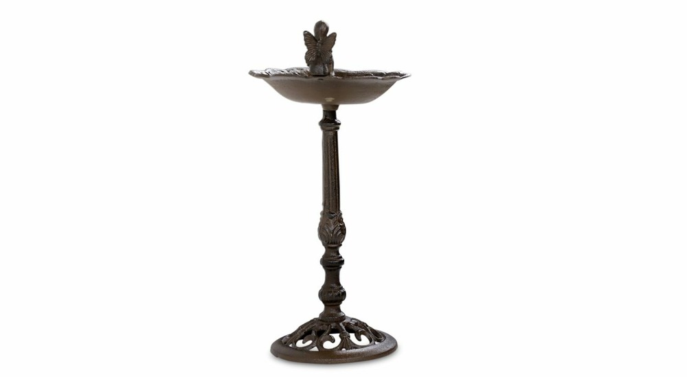 Abreuvoir oiseau ange sur pied fonte fonte marron 27.5x25x51.5cm