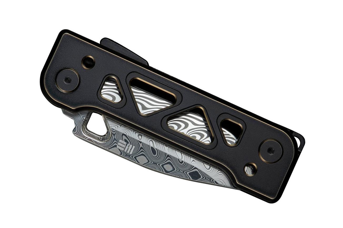 WE Knife Tyro WE24001-DS1 Hakkapella Damasteel, Black Gold Titanium, Snecx Tan design, zakmes