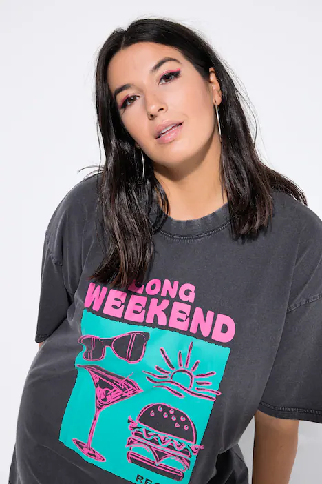 T-Shirt, oversized, Weekend Print, anthrazit