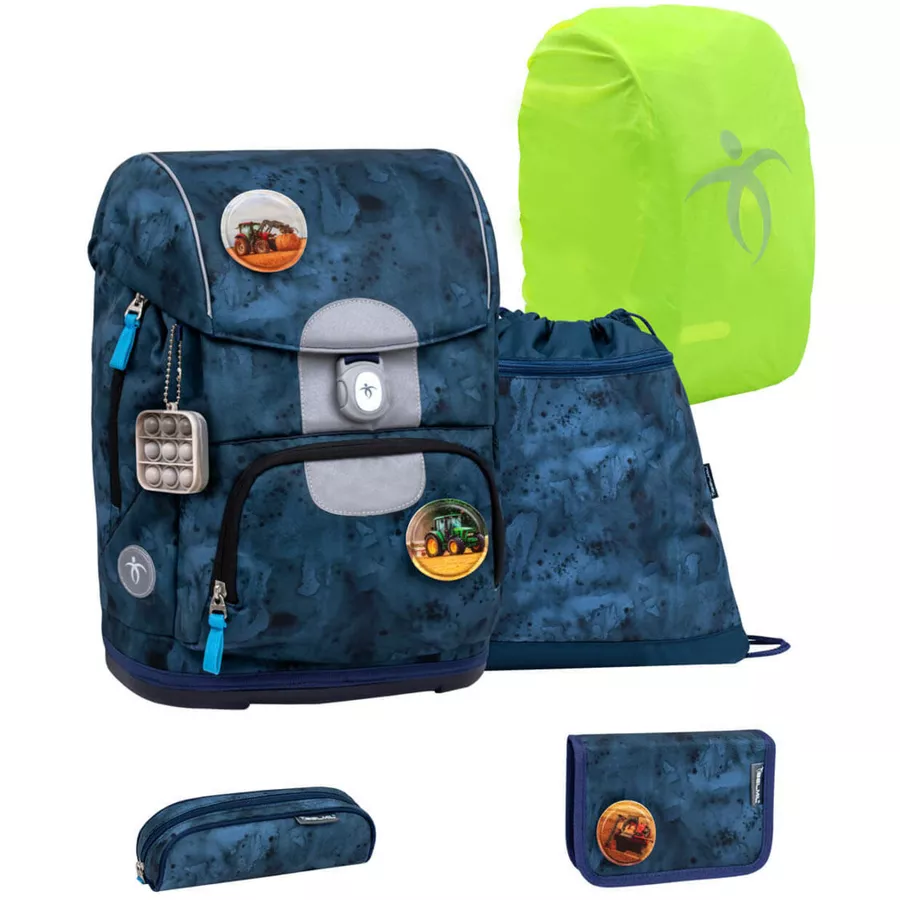 Belmil Schulranzen Motion Schulranzen Set 6-teilig mit Brustgurt, Hüftgurt Blue Splash