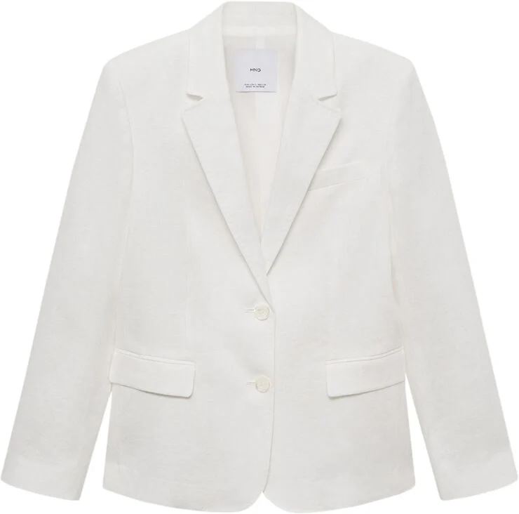 MANGO 100% linen suit blazer White