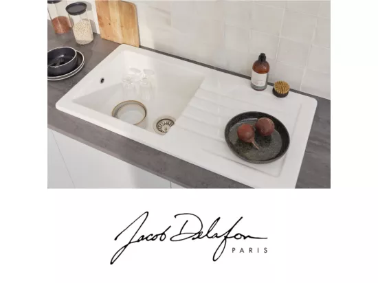 Evier à encastrer 1 bac JACOB DELAFON Gaspard + robinet cuisine Louise