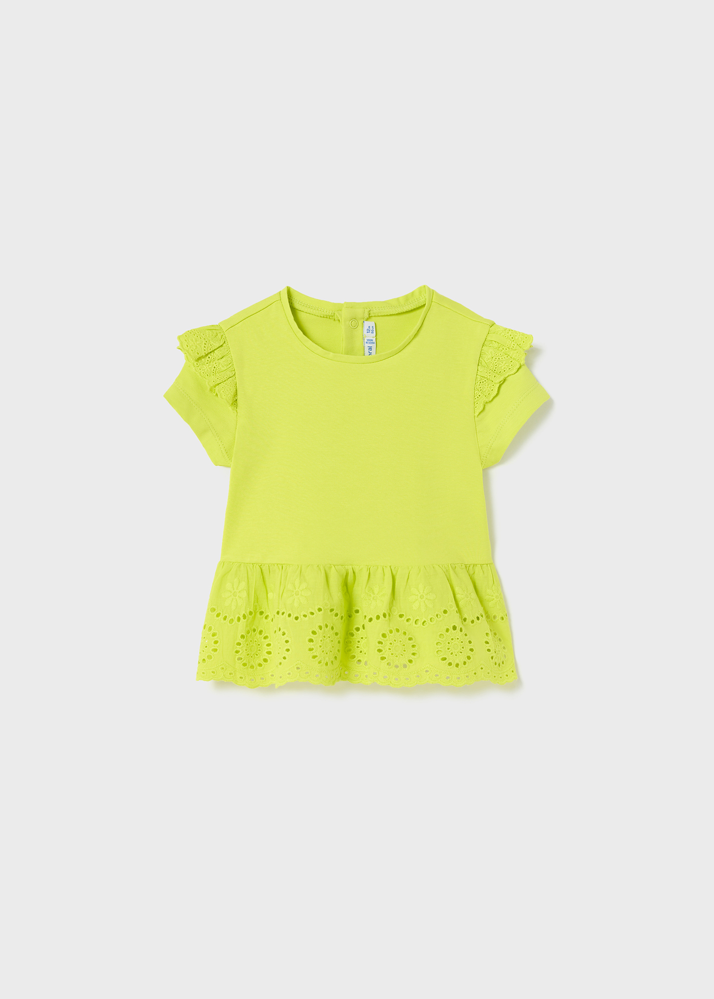 Camiseta com estampa perfurada feita de algodão sustentável para bebês