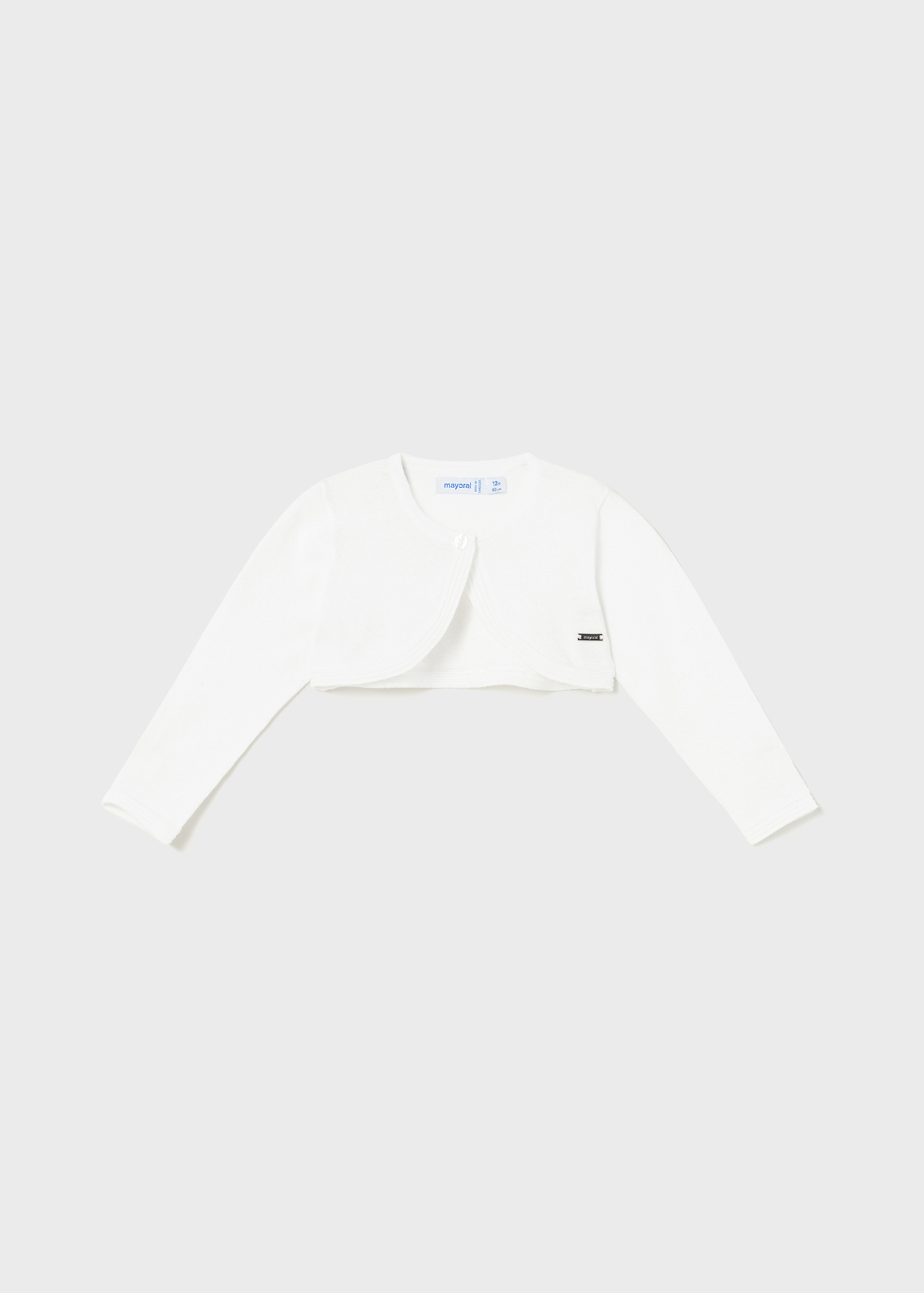 Casaquinho estilo bolero para bebê com fio metálico