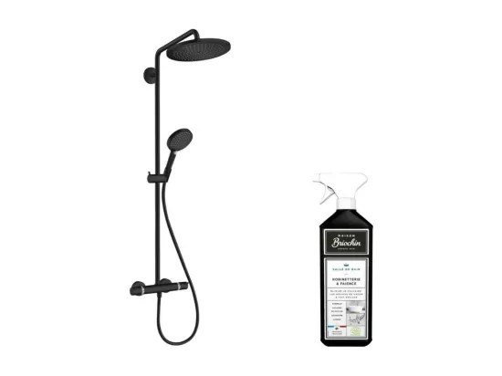 Colonne de douche thermostatique HANSGROHE Croma Select S 280 noir mat + nettoyant Briochin