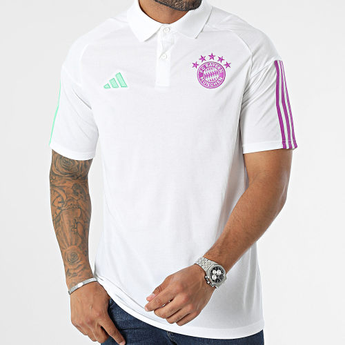 Polo Manches Courtes A Bandes FC Bayern Munich IB1565 Blanc