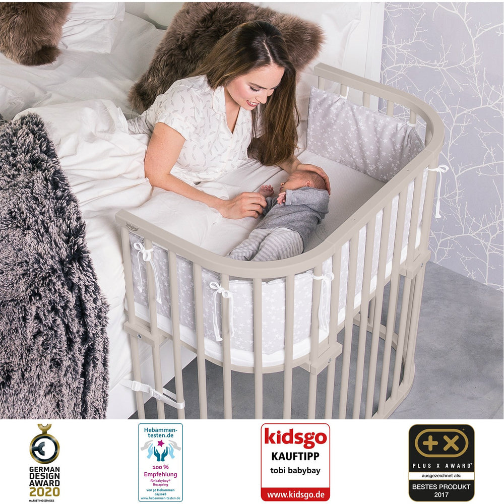 Køb babybay® Bedside Crib Beige Varnished Boxspring Xxl Co-Sleeper Babyseng