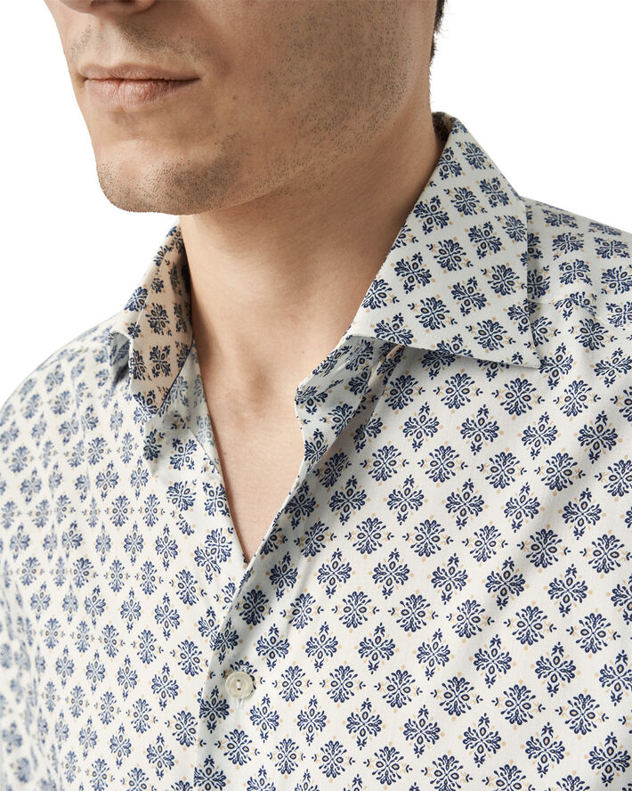 ETON Contemporary Fit White Medallion Print Cotton & Tencel Lyocell Shirt Hvid