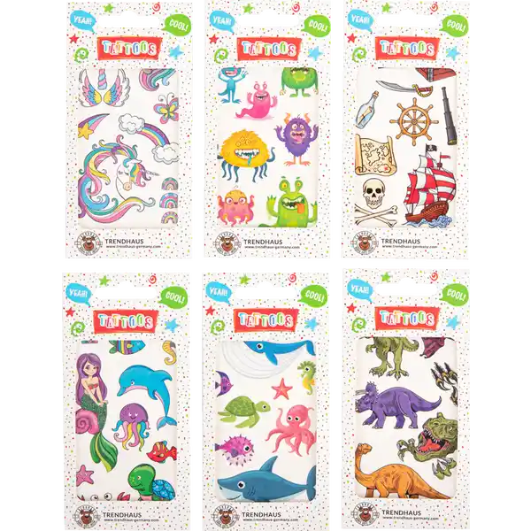 Tattoos 6 x 10,5cm für Kinder, sortiert