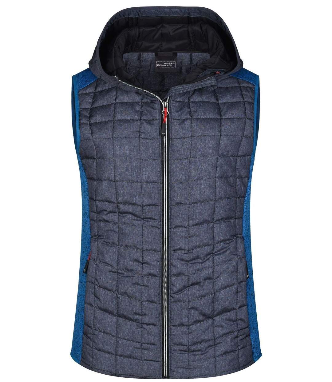 Veste tricot matelassée sans manches - femme - JN767 - gris foncé et bleu roi
