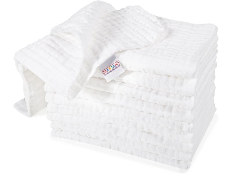 MAKIAN Mulltuch 10-er Pack 35 x 50 cm, Weiss Mullwindeln