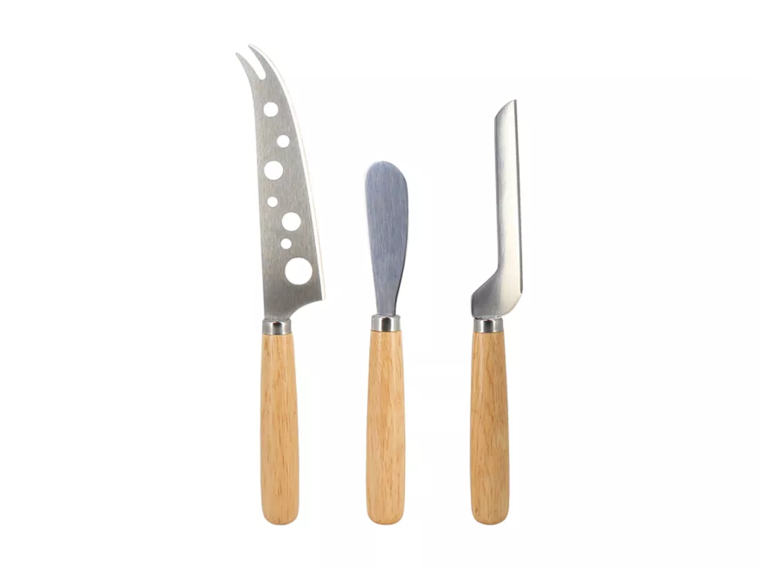 Menastyl - Lot De 3 Couteaux A Fromage Avec Manche En Bois D'hevea