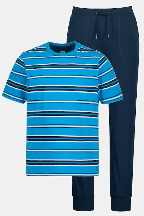 Schlafanzug, Ringelshirt, lange Hose, schmale Passform