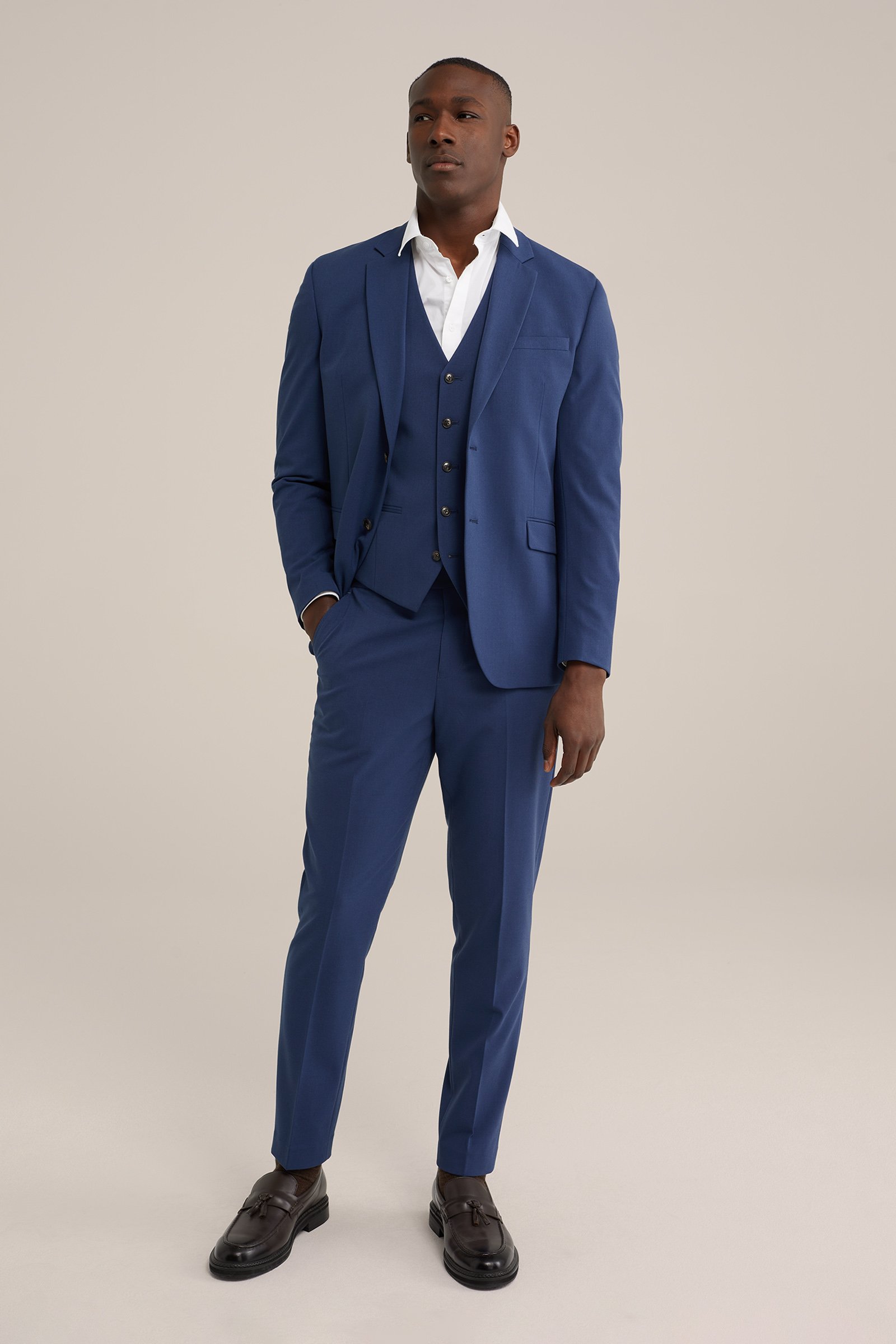 slim fit pantalon Fundamentals IJsblauw