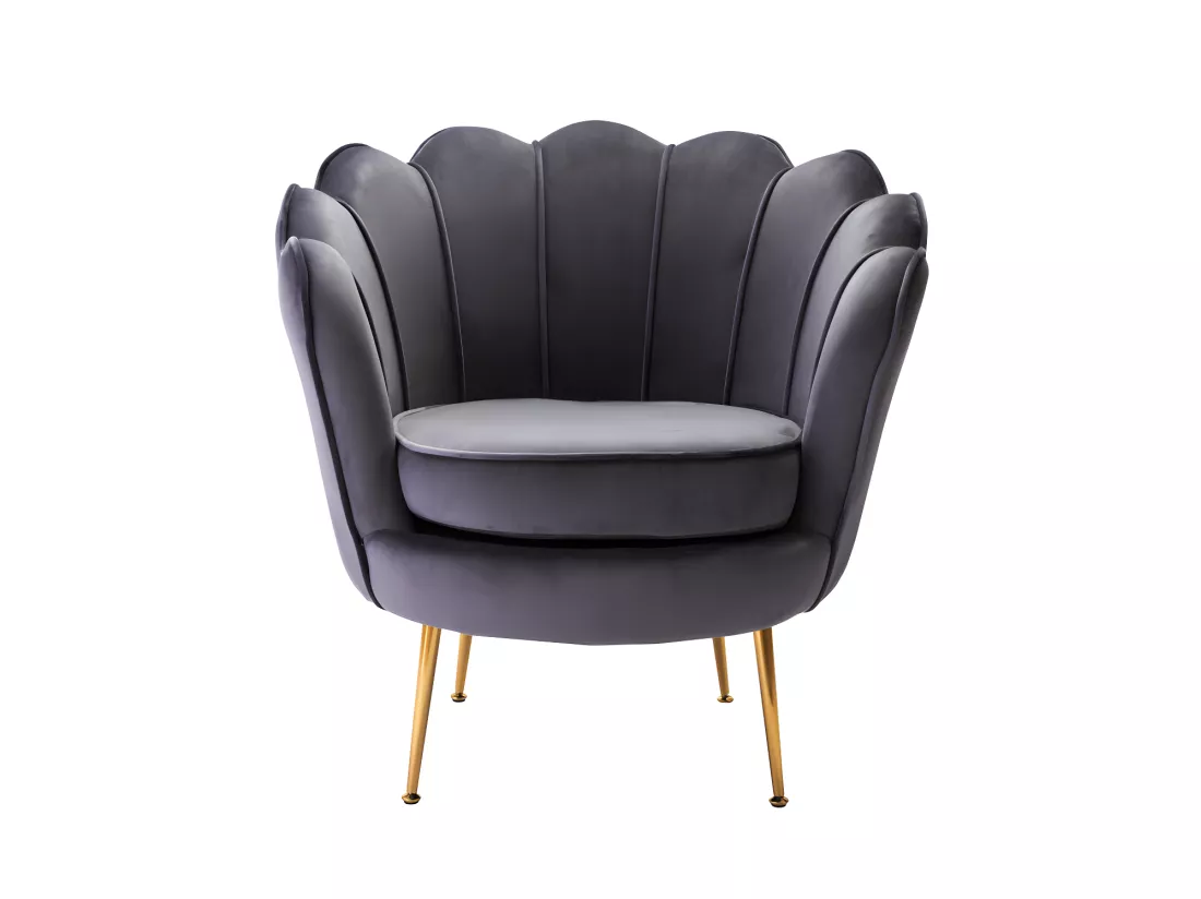 Canapé 2 places et fauteuil coquillage en velours anthracite DANDELION de Pascal Morabito