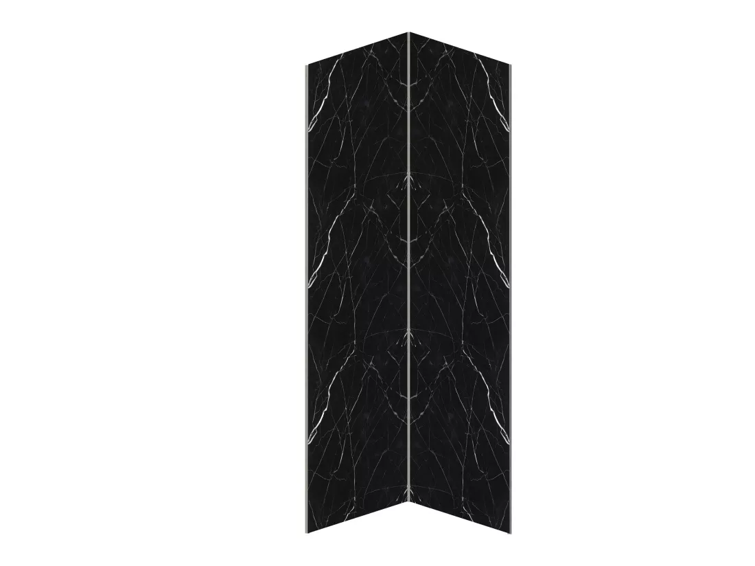 Lot de 2 panneaux muraux de douche effet marbre en aluminium avec profilés - 2 x L90 x H210 cm ENEKO