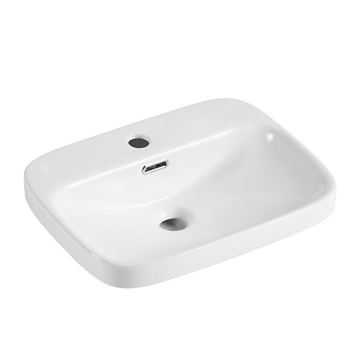 Vasque semi-encastrée rectangulaire céramique blanc Carla