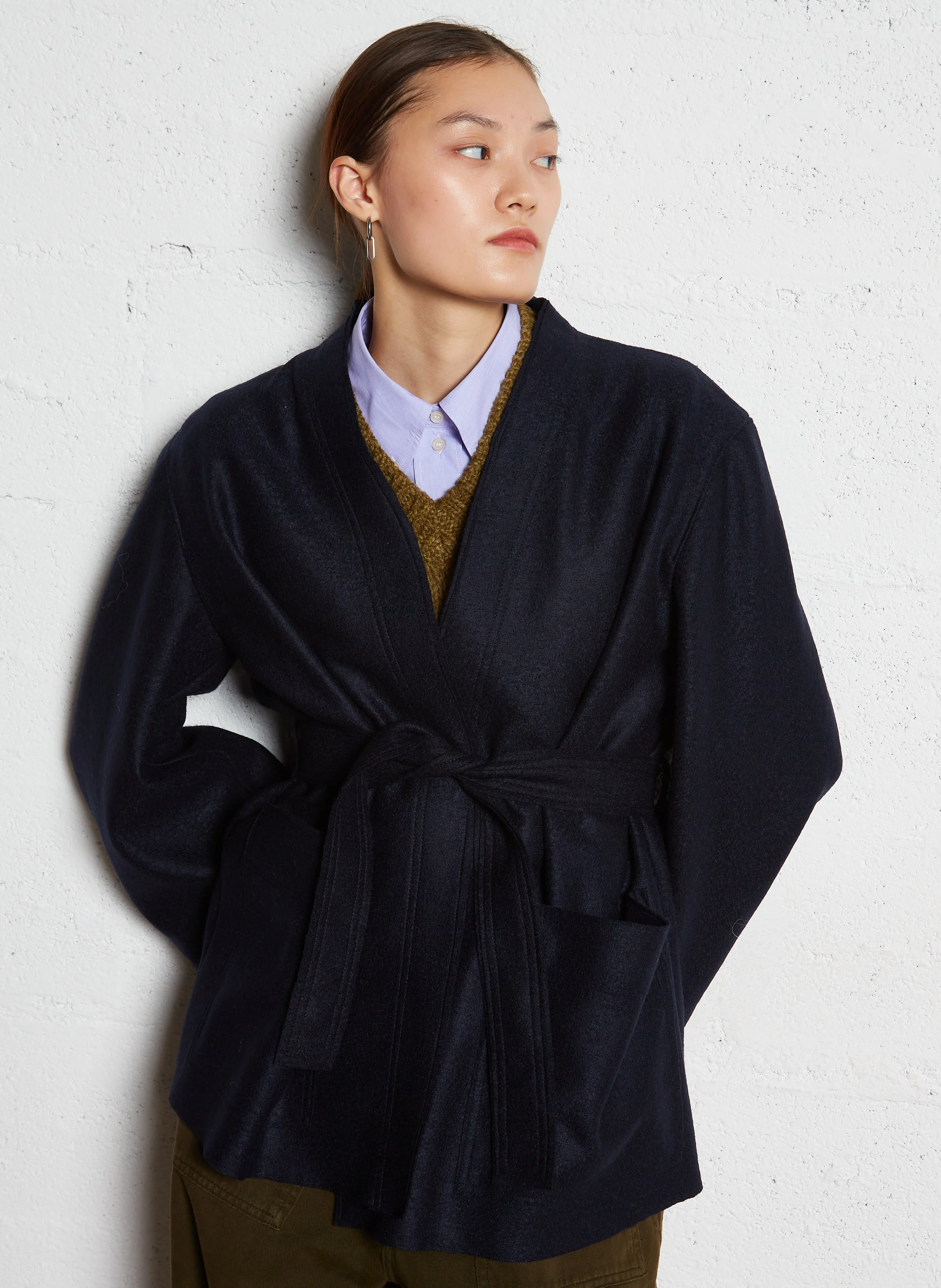 BALME - Kimono en laine vierge | Bleu