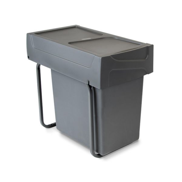 Emuca Balde do Lixo de Reciclagem Cozinha, 20 L, Fixação Inferior, Extração Manual, Aço e Plástico, Cinza Antracite - 8199323
