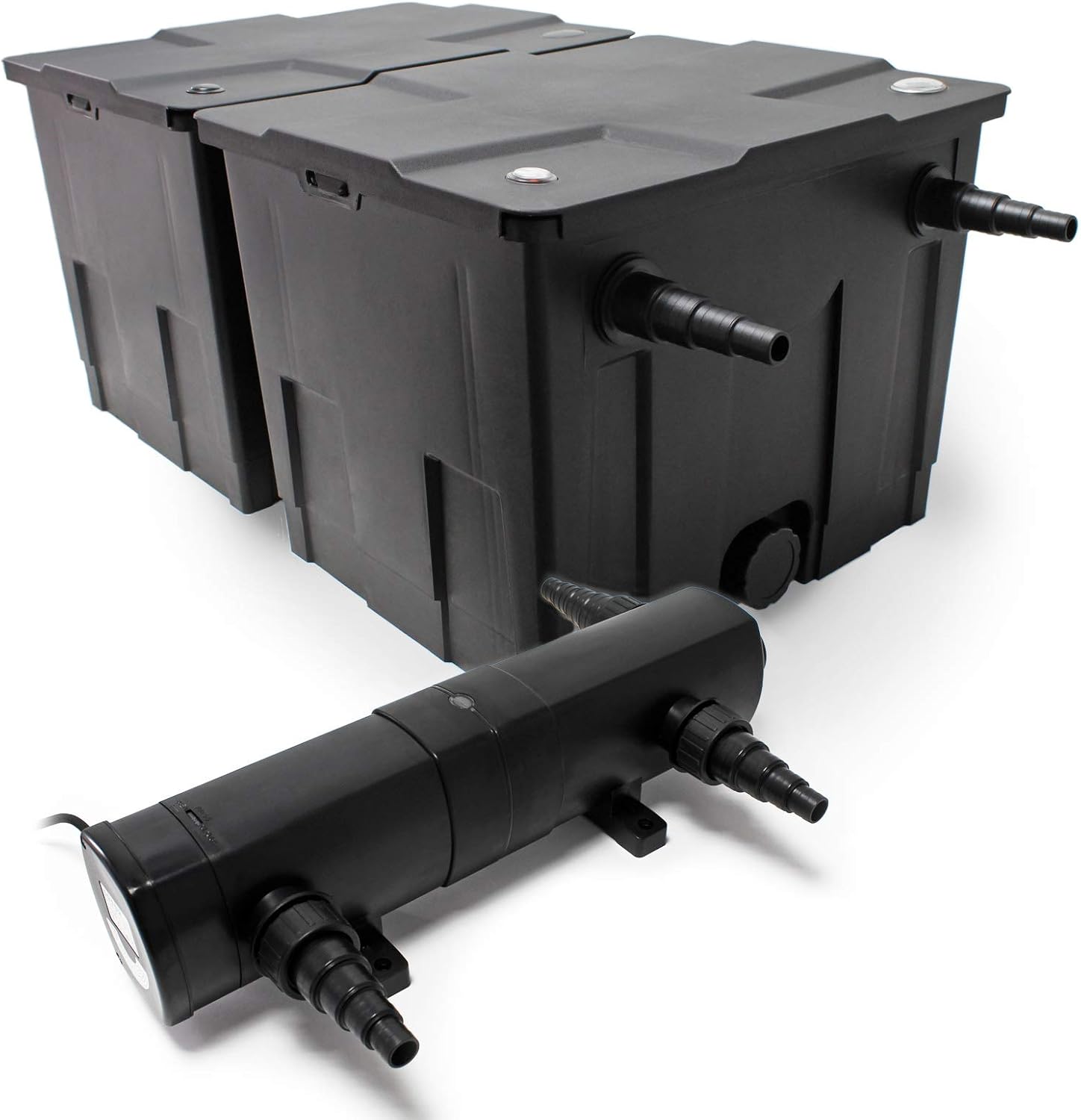 Wiltec Komplettset: CBF-350B Teichfilter bis 60000 L Teichfilteranlage als Durchlauffilter, CUV-236 Teichklärer UVC Klärer mit 36 Watt UV-C Leistung