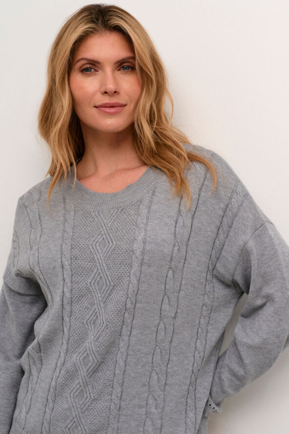Cream CRDela Knit Pullover Grey melange