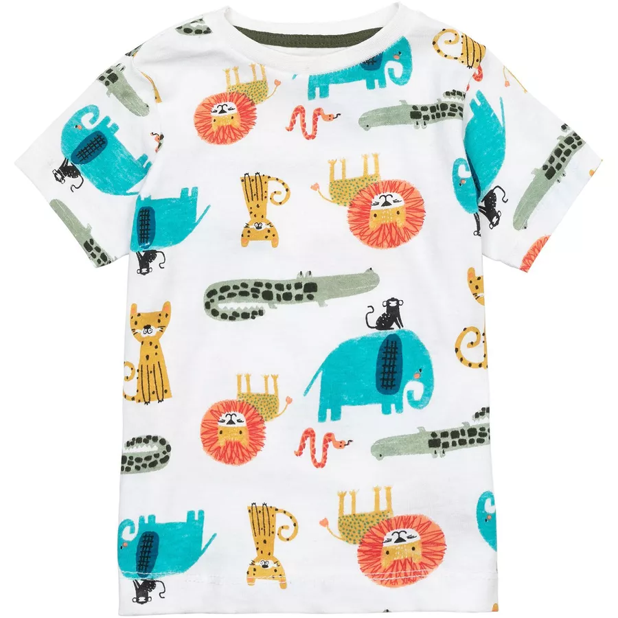 MINOTI T-Shirt und Shorts im Set WeißKhakigrün