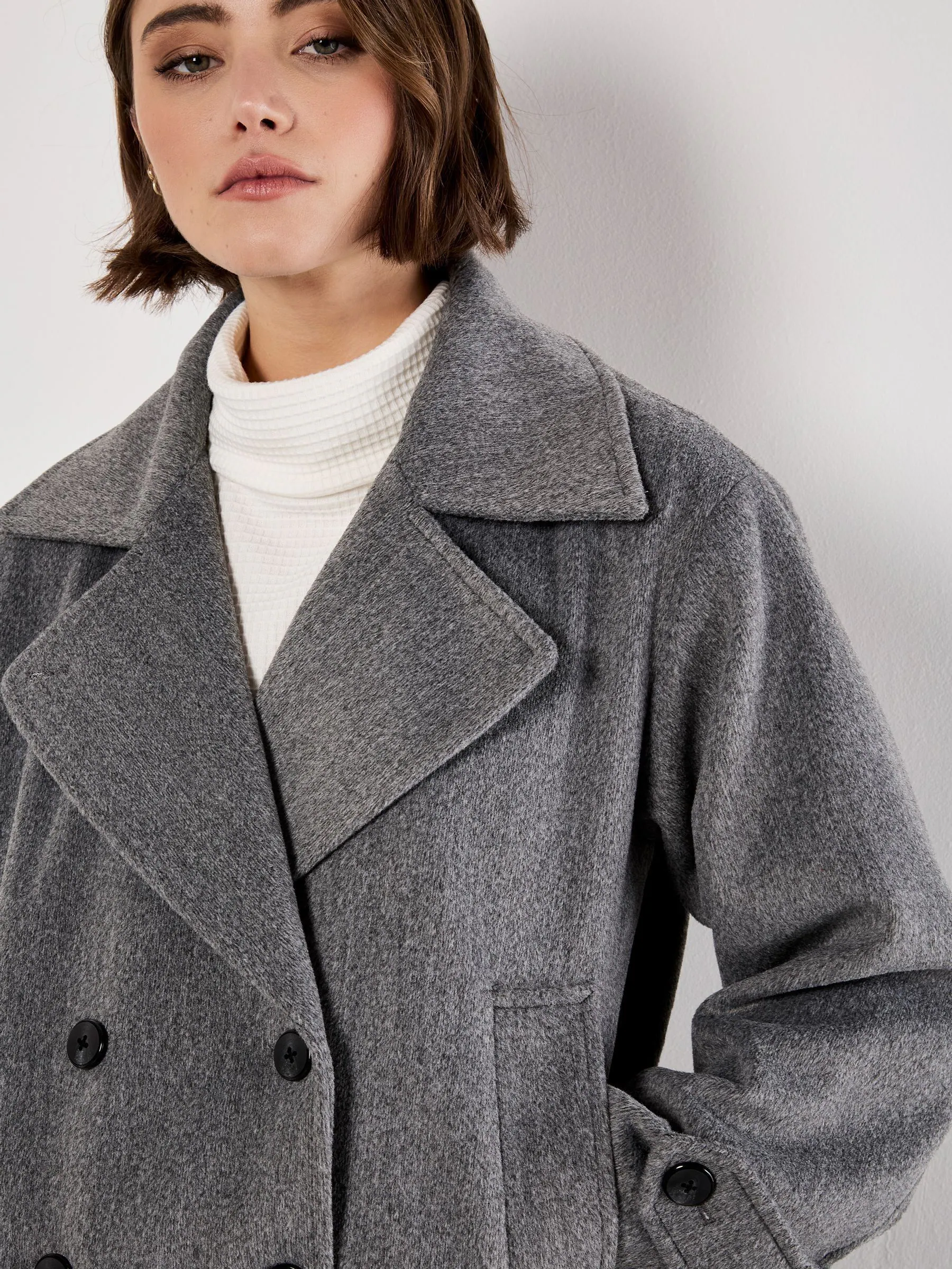 Grijs - Apricot Tailored Short Trench Jacket
