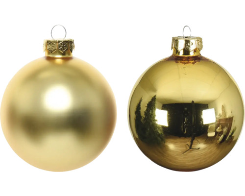 Kerstballen, verpakking van 10, glas, Ø 6 cm, goud