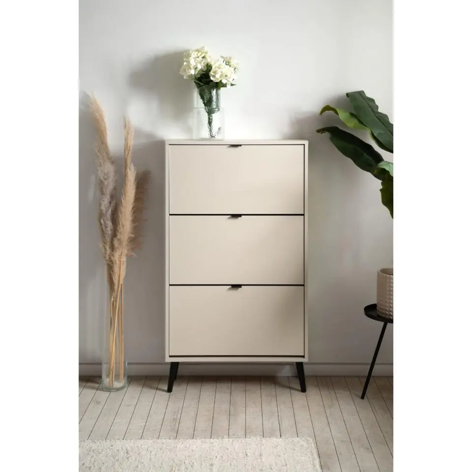 CALICOSY - Schoenenkast VIGO - Cappuccino / zwart - 125x70x24 cm