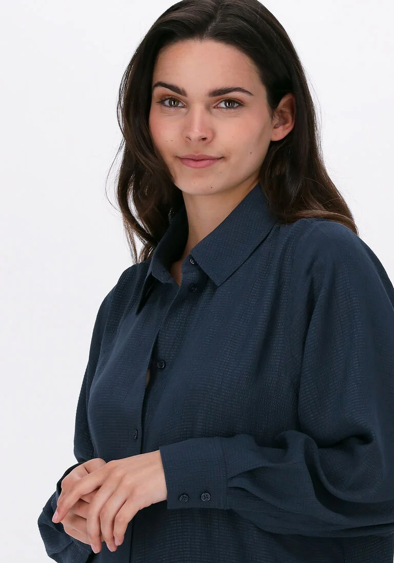 JUST FEMALE donkerblauwe just female midi jurk helpful shirt dress