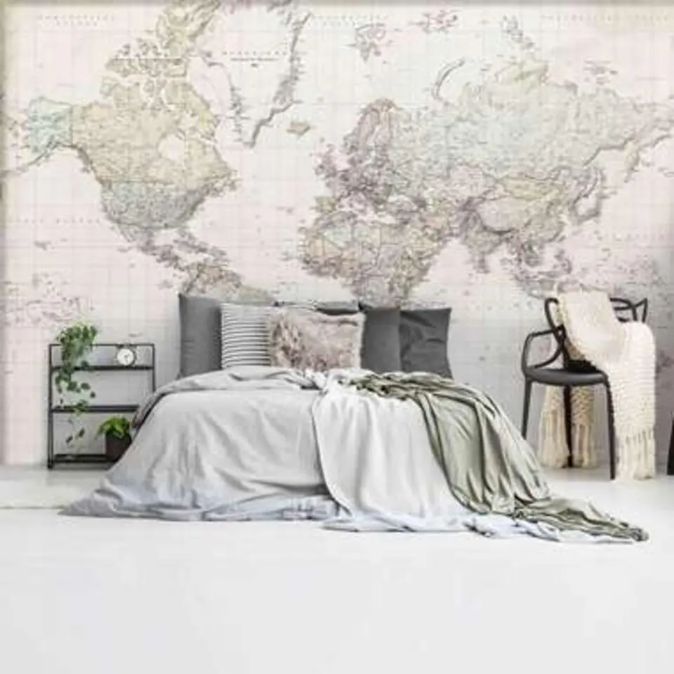 Fotobehang Wereldkaart - vintage Nederlandstalig - 260x384cm