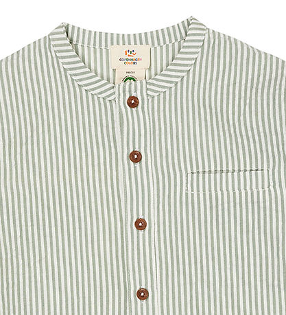 Copenhagen Colors Hemd - Green W. Cream Stripe