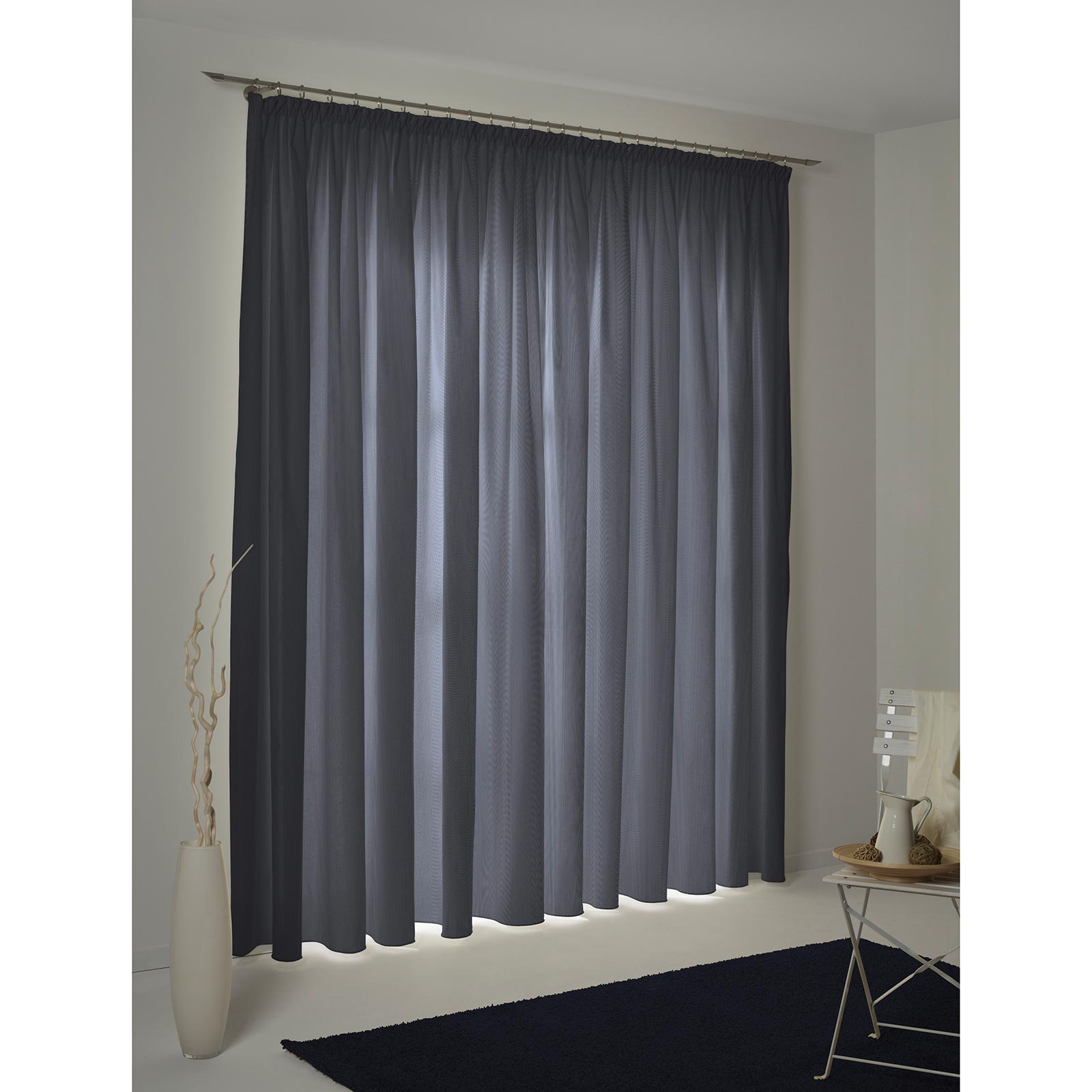 Einzelschal UNI COLLECTION - dunkelblau - mit Kräuselband - 145x145 cm
