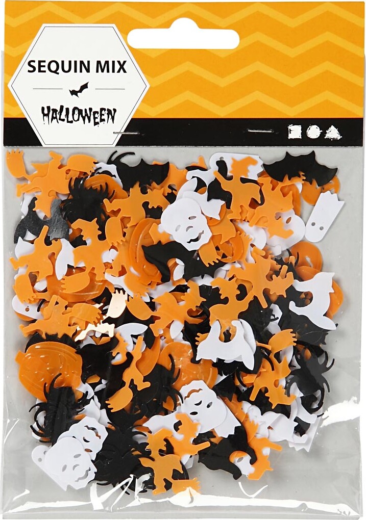 Pailletter - Str. 10-20 MM - Sort - Orange - Hvid - 15 G