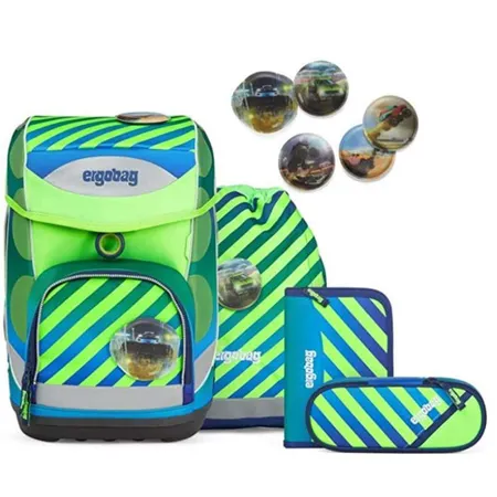 ergobag CUBO Schulranzen-Set TruckBär Neo Edition, 5-teilig
