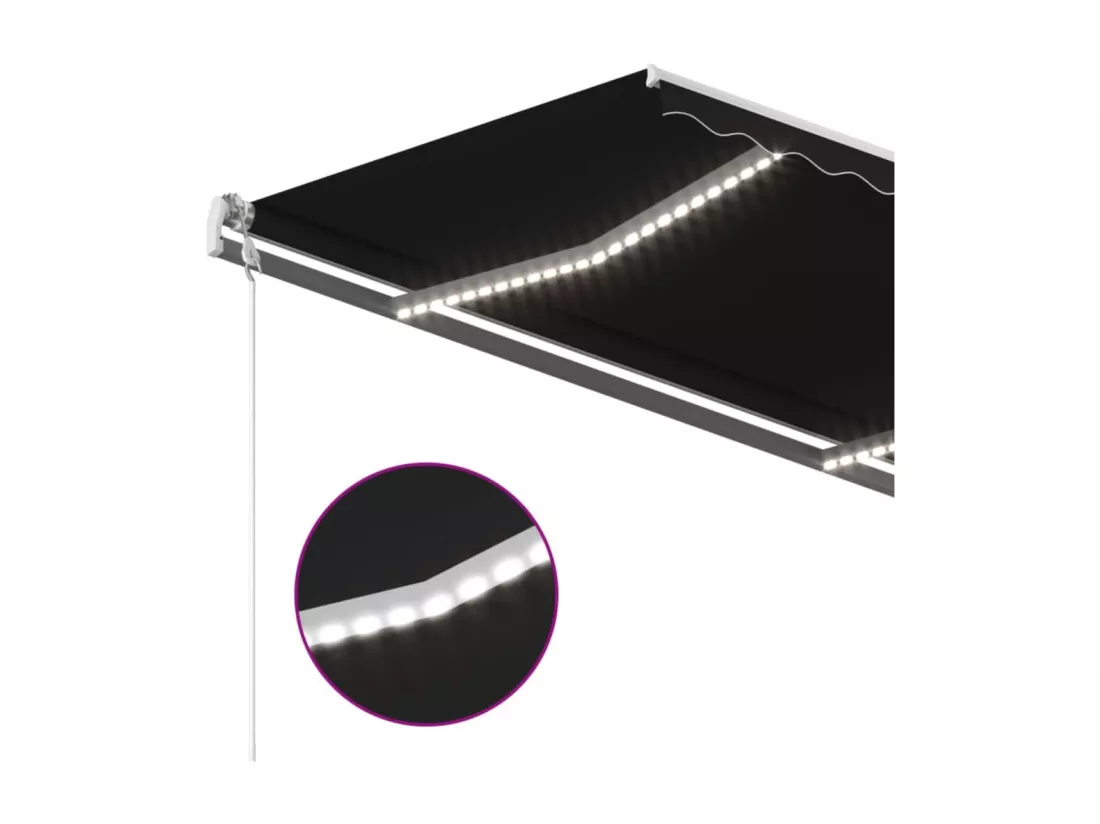 Auvent manuel rétractable avec LED 450x350 cm Anthracite