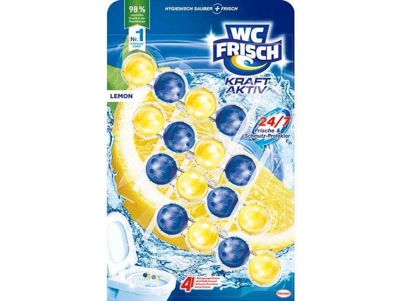 WC Frisch WC-Reiniger Kraft Lemon 4er Toilettenspüler mit innovativer Formel