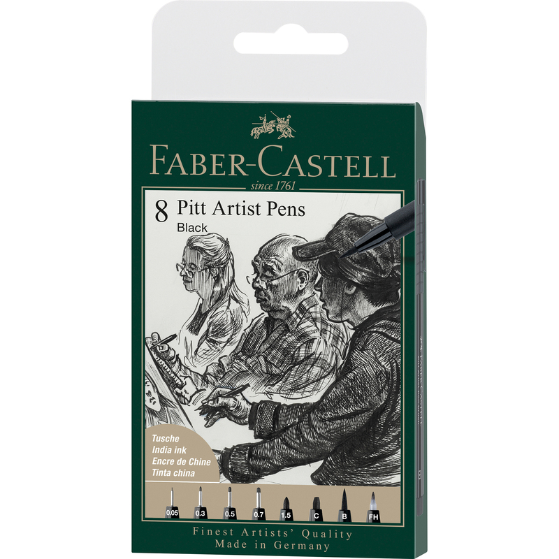 Faber-Castell Tuschestifte Pitt Artist Pen, 8 Stück, schwarz