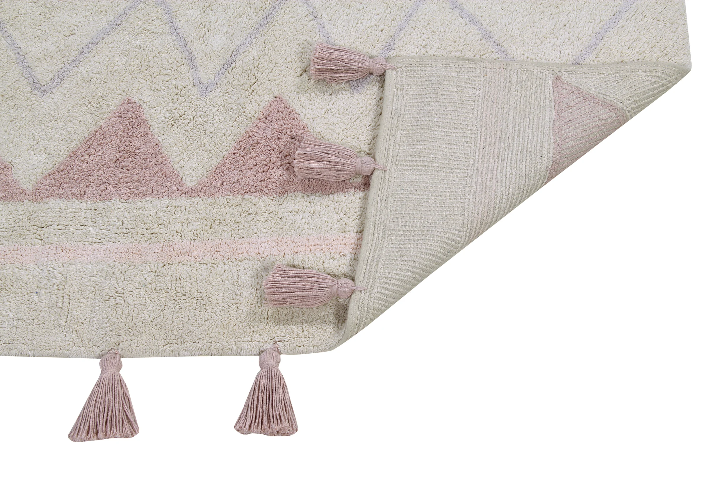 AZTÈQUE - Tapis rectangulaire lavable en coton | Rose