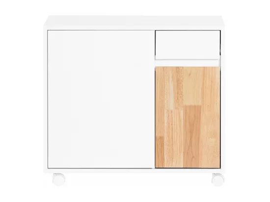 SoBuy ASK04-WN Caisson de Bureau à roulettes, Support Imprimante Roulant, Organiseur Bureau, Meuble de Rangement Bureau, Caisson de Rangement avec Tiroirs, BLANC, 65x58x35cm