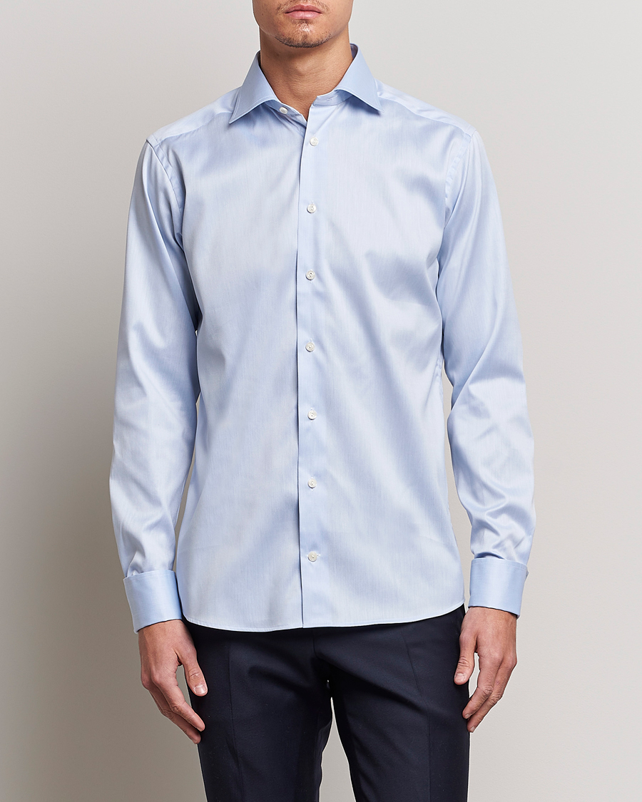 Eton Slim Fit Shirt Double Cuff Blue