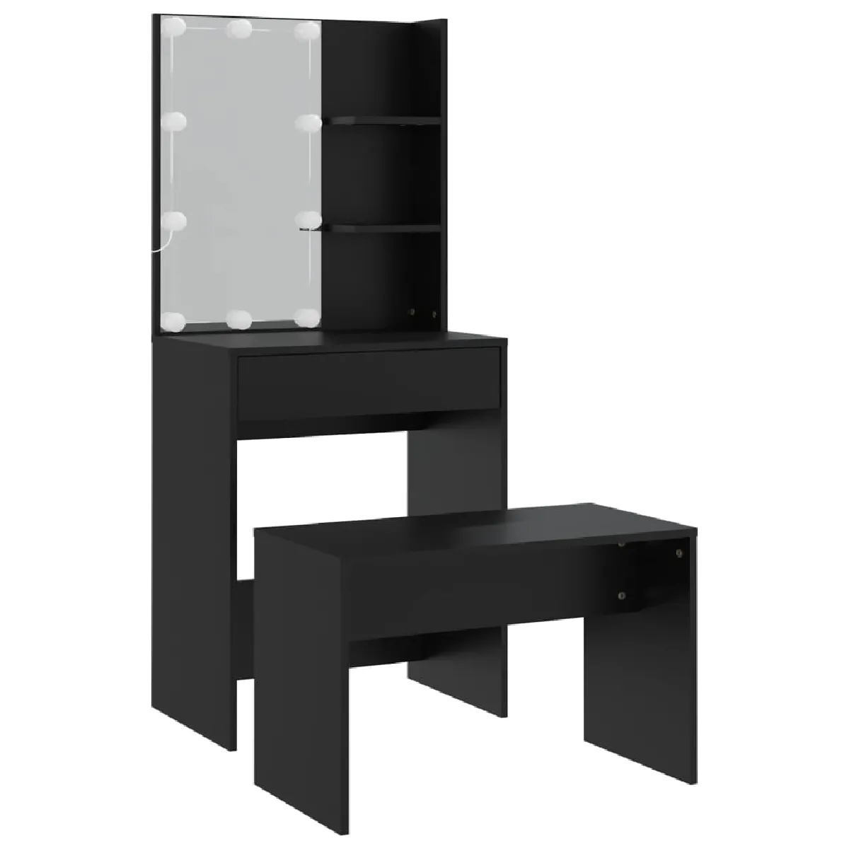 vidaXL Ensemble de coiffeuse à LED - Noir