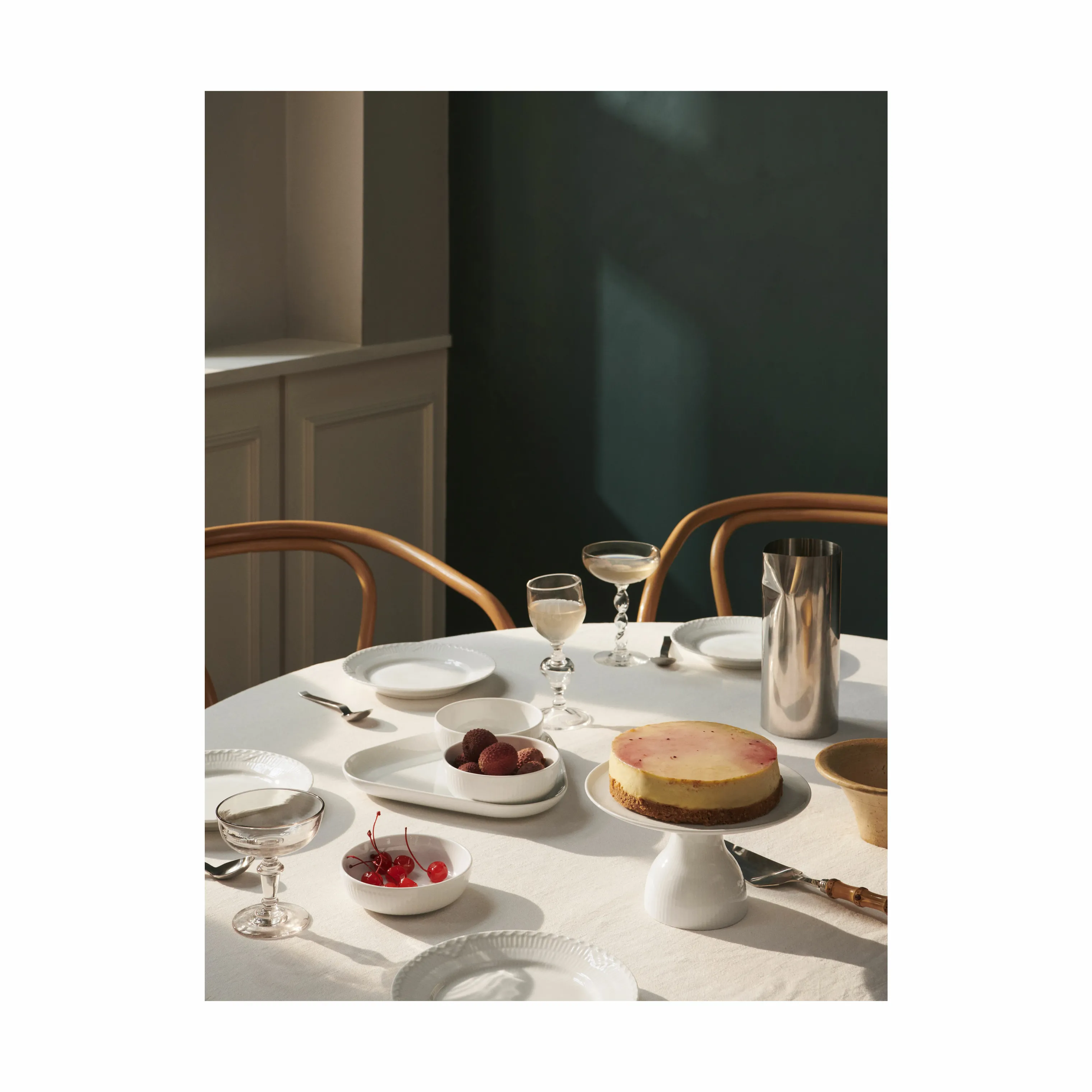 Royal Copenhagen Hvid Riflet Serveringssæt - 4 dele