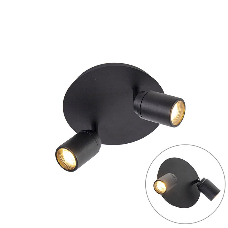 Smart Modern spot zwart incl. GU10 2-lichts IP44 - Ducha