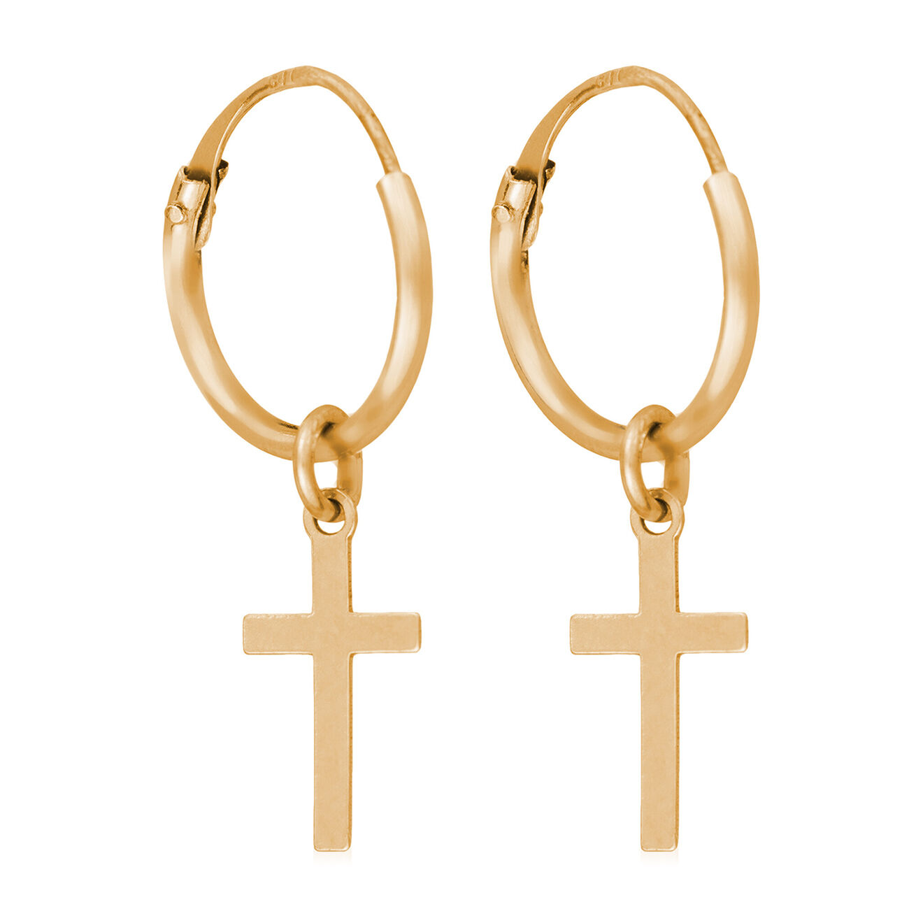 Instant d'Or Boucles d'oreilles Croix or jaune